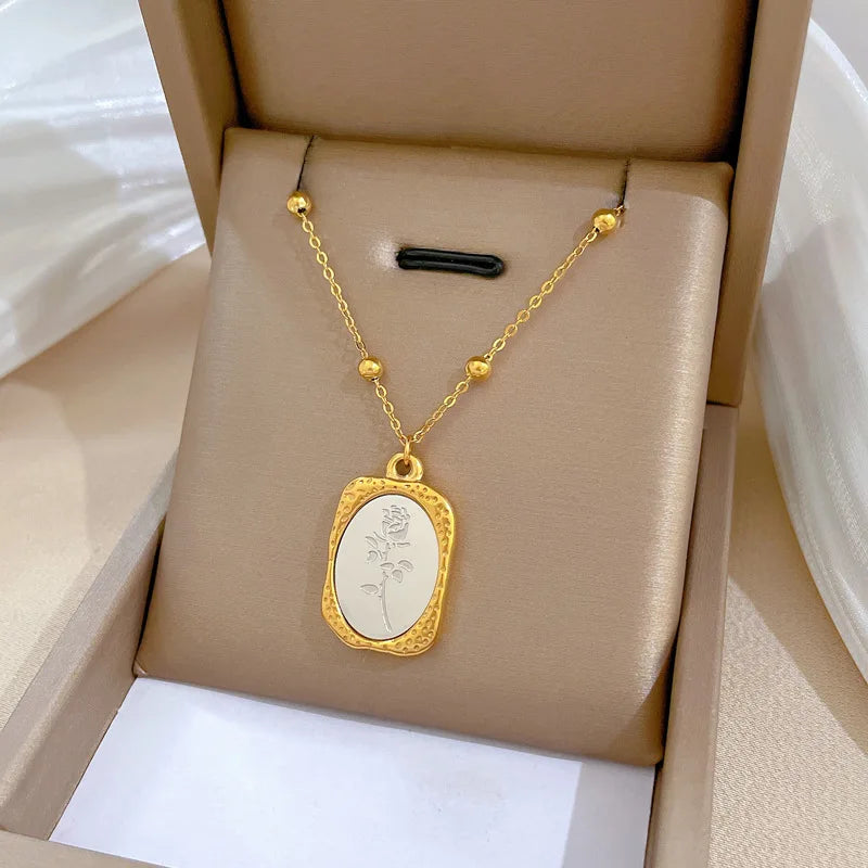 Elegant Delicate Gold Rose Pendant