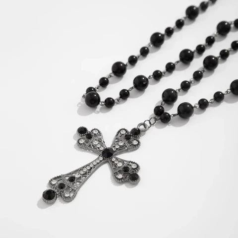 Empowerment Pearl & Gold Cross Necklace