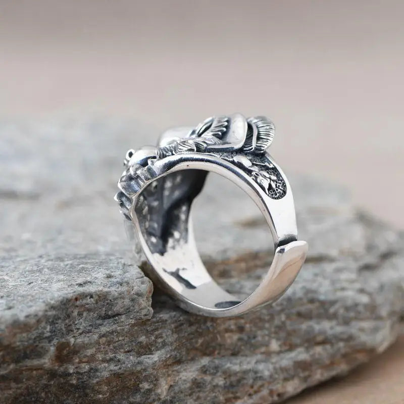 Courageous Viking Feline Guardian Ring