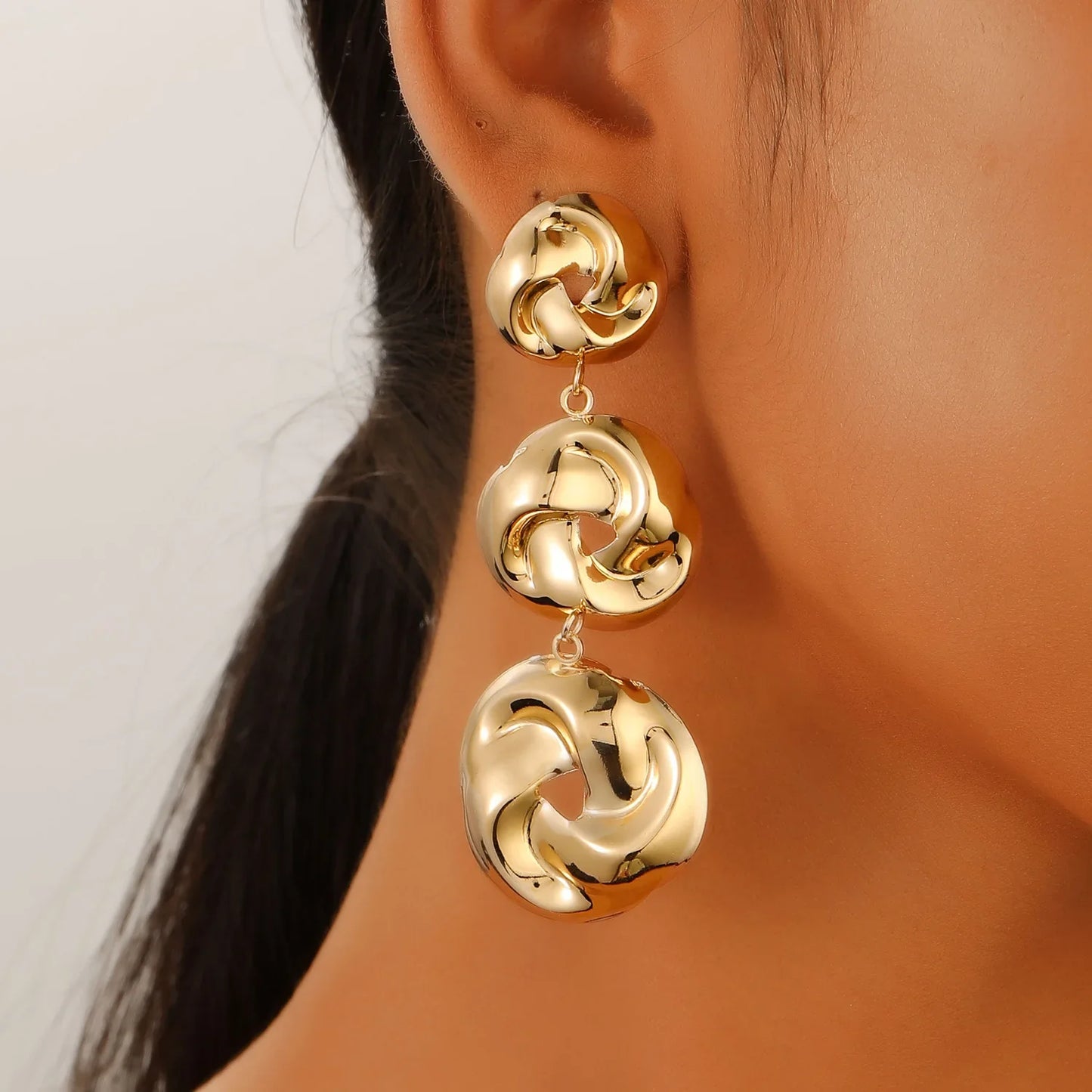 Airy Elegance Gold Chain Earrings
