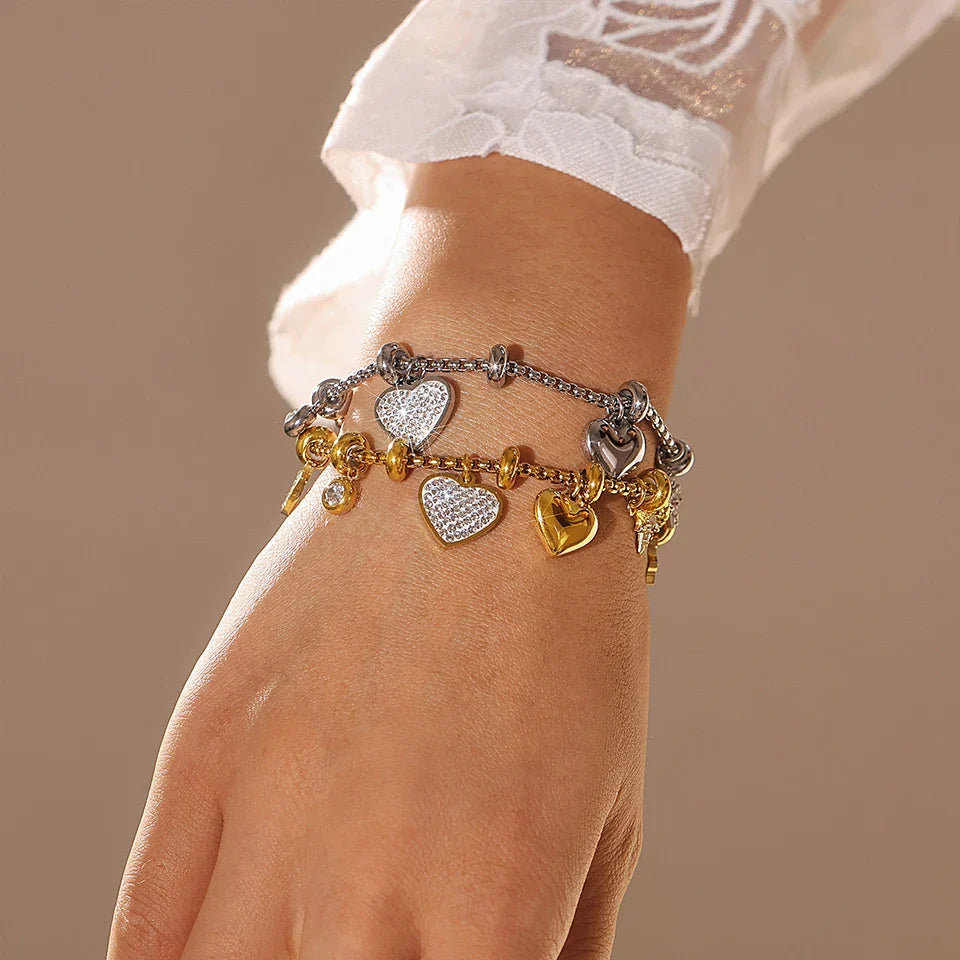 Heart Charm Sparkle Bracelet