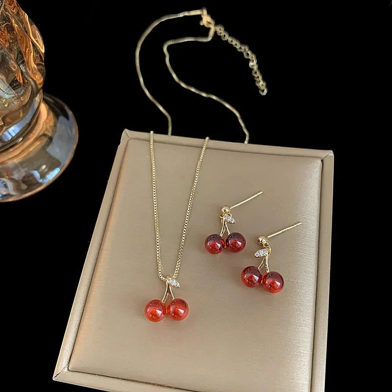 Timeless Crystal Cherry Jewelry Set