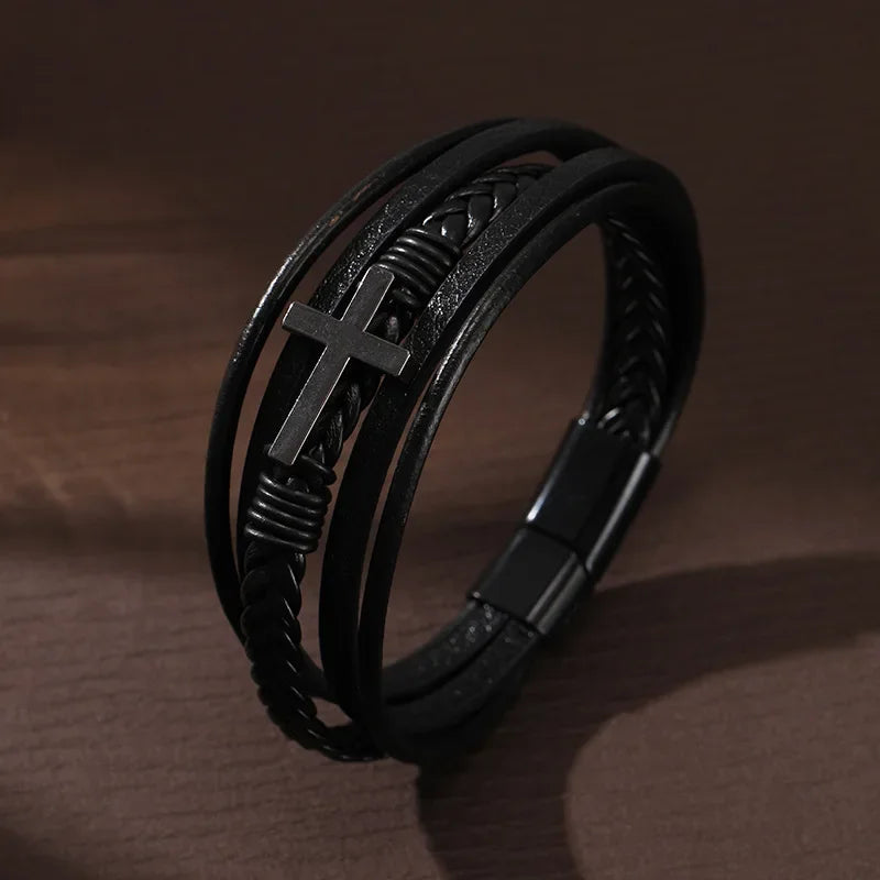 Faith-Inspired Steel Cross Bracelet