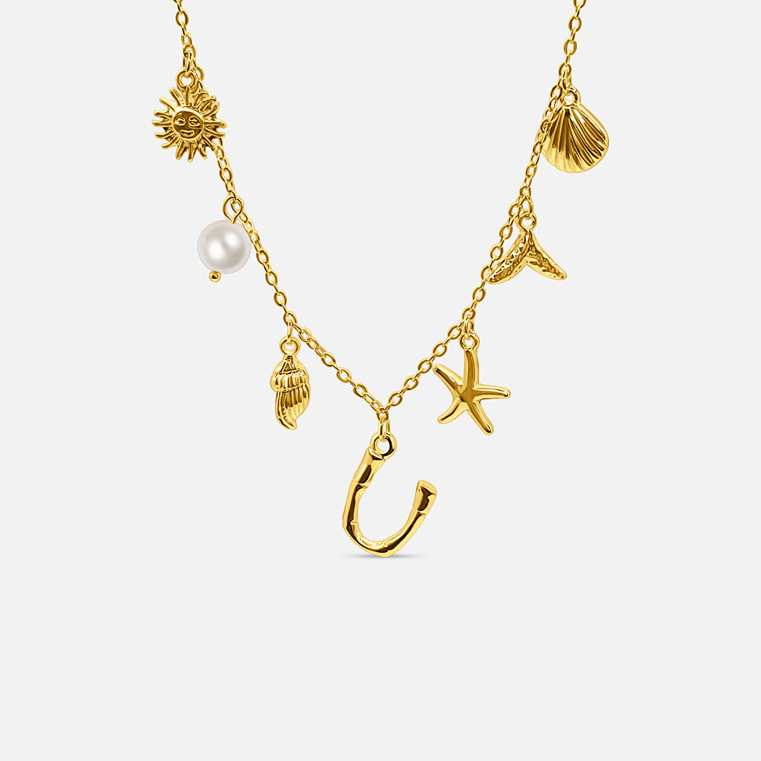 Elegant Ocean Gold Letter Necklace