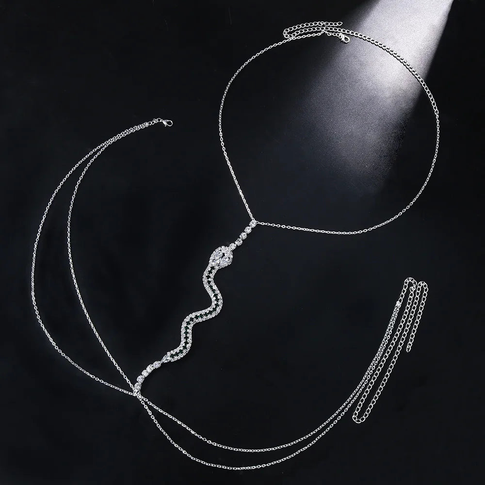 Glam Green Crystal Snake Necklace