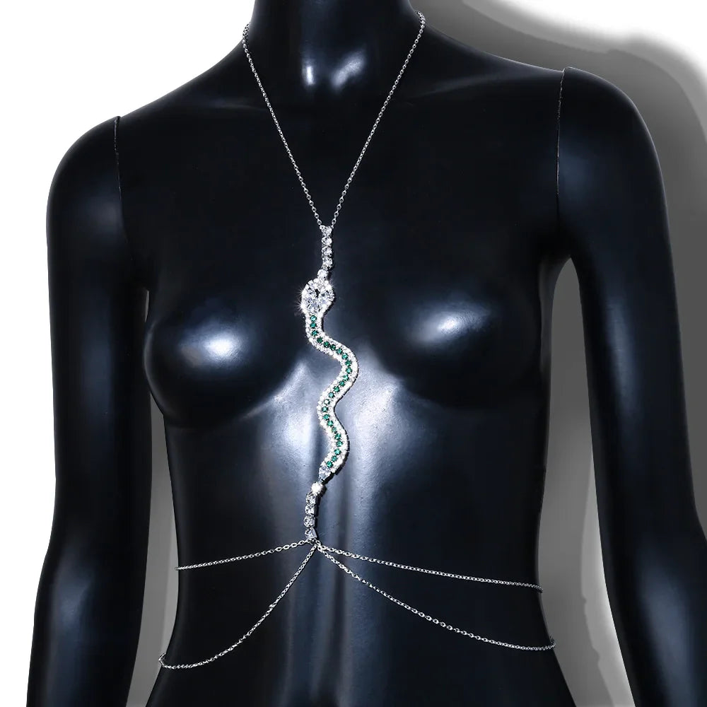 Glam Green Crystal Snake Necklace