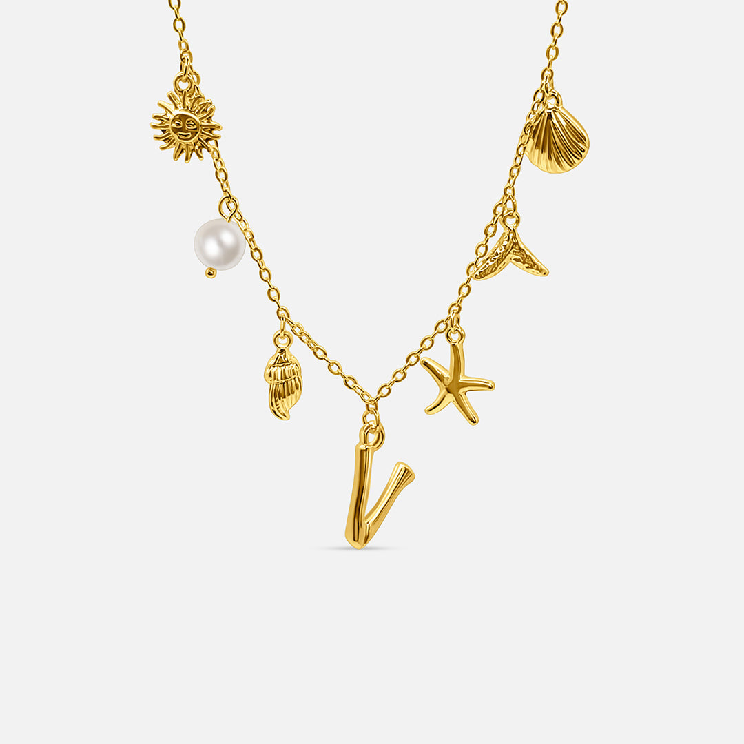 Elegant Ocean Gold Letter Necklace