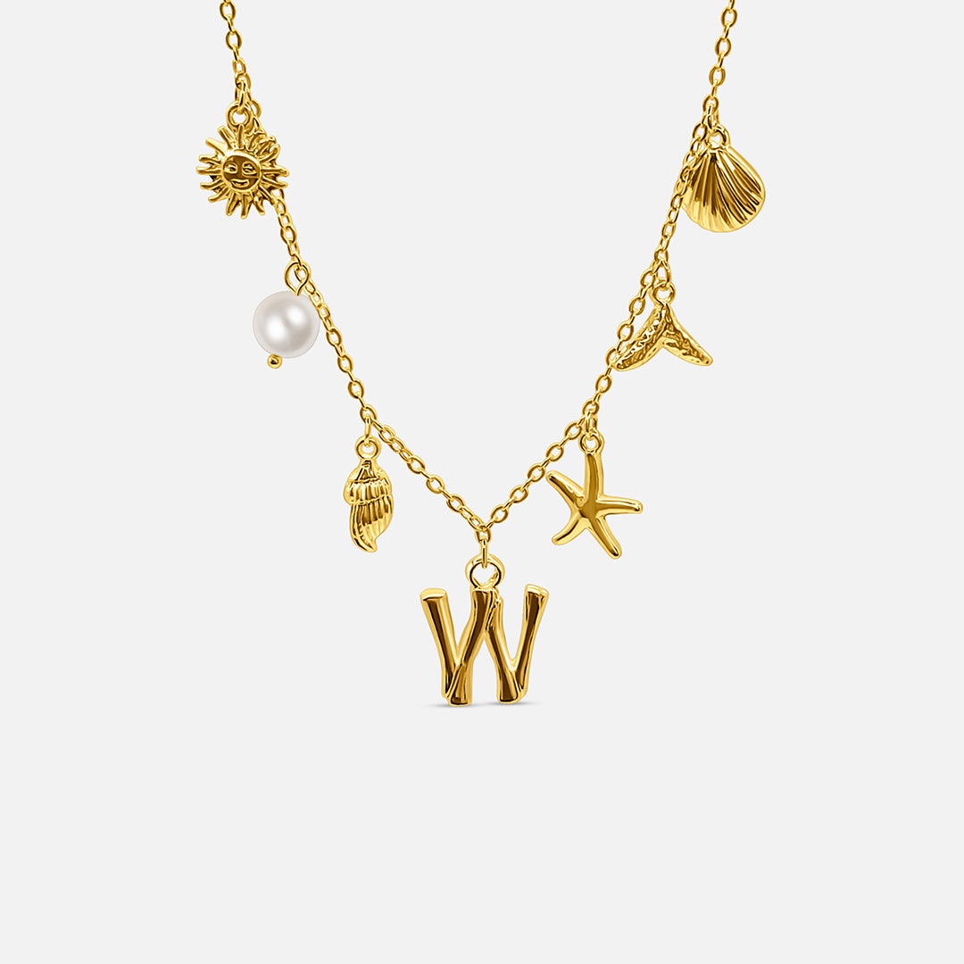 Elegant Ocean Gold Letter Necklace