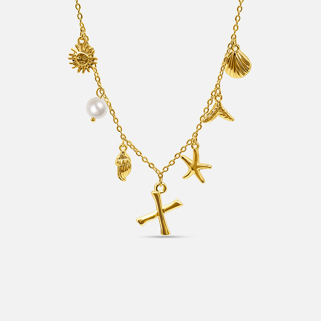 Elegant Ocean Gold Letter Necklace