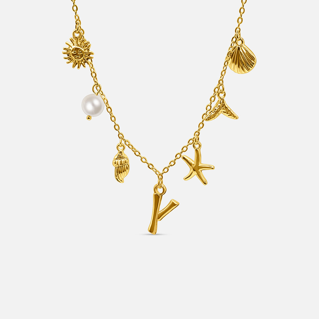 Elegant Ocean Gold Letter Necklace