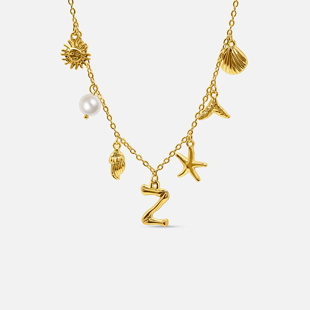 Elegant Ocean Gold Letter Necklace