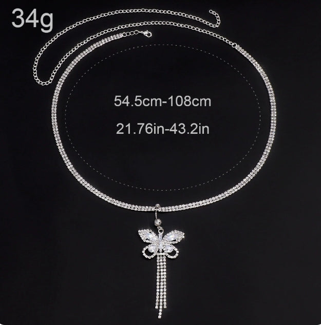 Glamorous Rhinestone Butterfly Chain