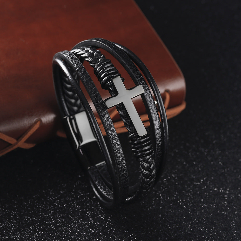 Faith-Inspired Steel Cross Bracelet