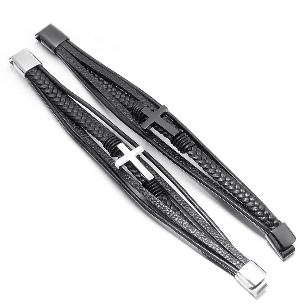 Faith-Inspired Steel Cross Bracelet