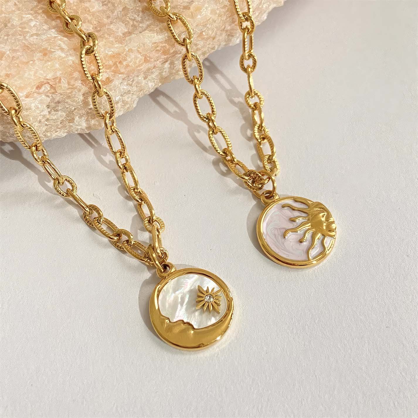 Celestial Harmony Sun & Moon Necklaces