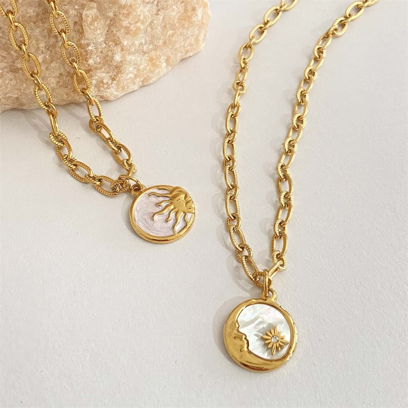 Celestial Harmony Sun & Moon Necklaces