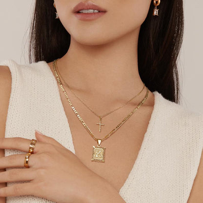 Golden Initial Necklace Set