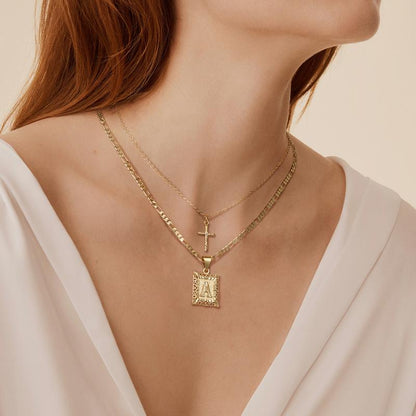 Golden Initial Necklace Set