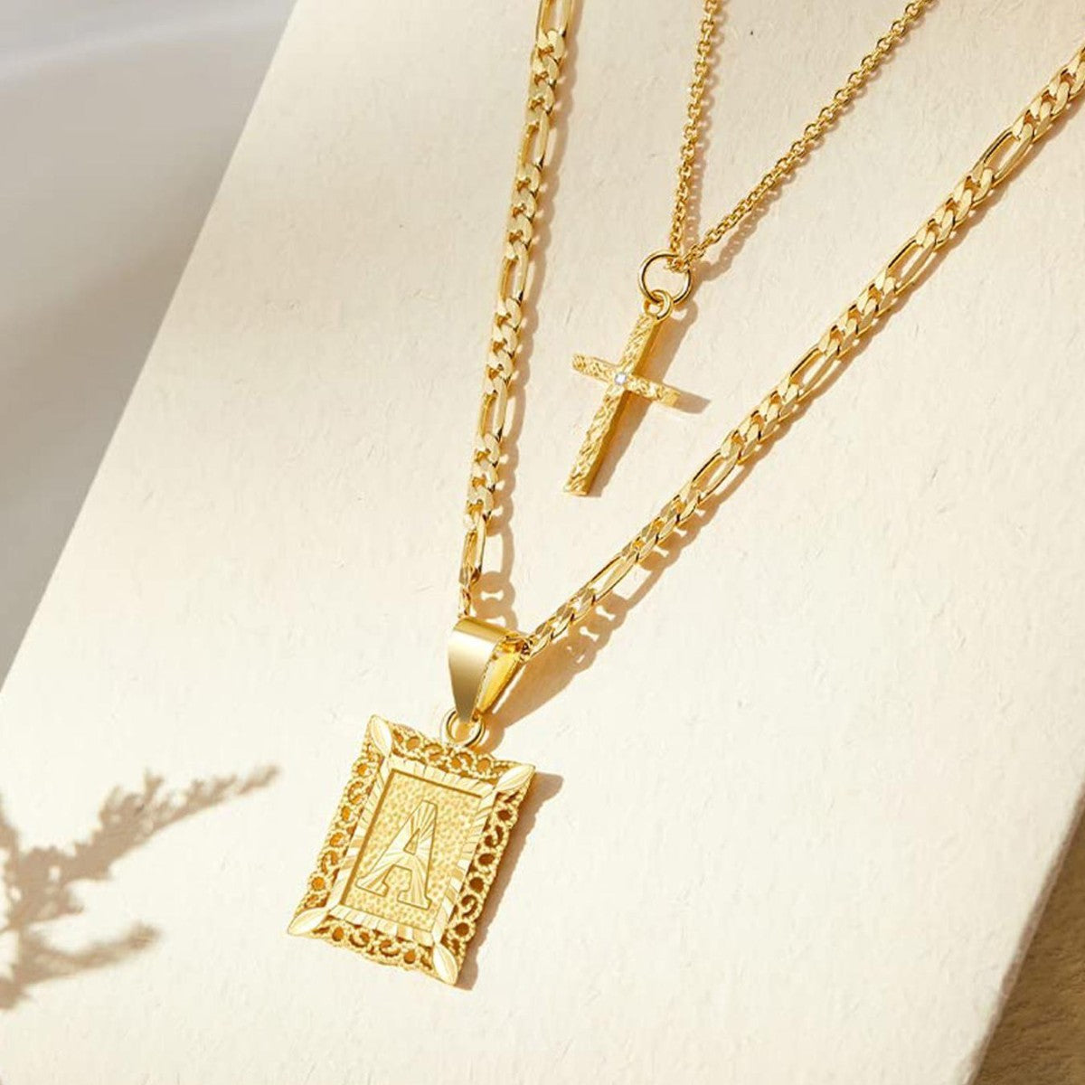 Golden Initial Necklace Set