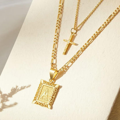 Golden Initial Necklace Set