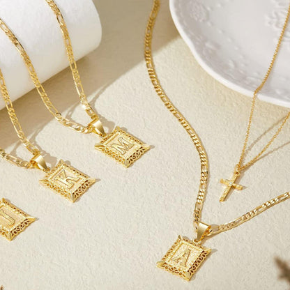 Golden Initial Necklace Set