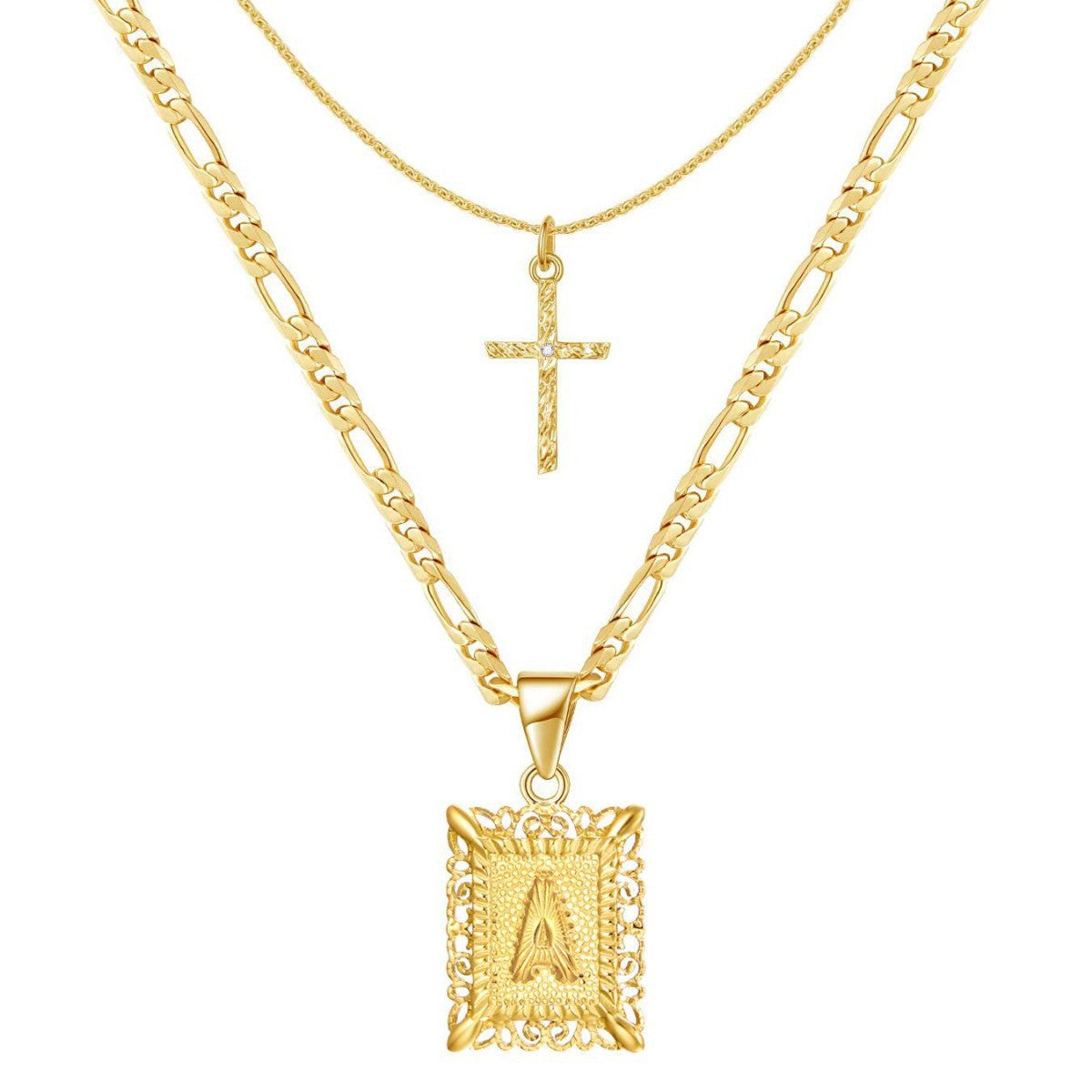 Golden Initial Necklace Set