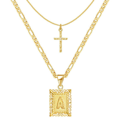 Golden Initial Necklace Set