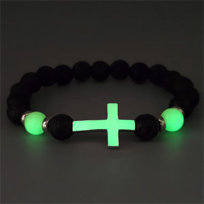 Mystical Glow Cross Lava Bracelet