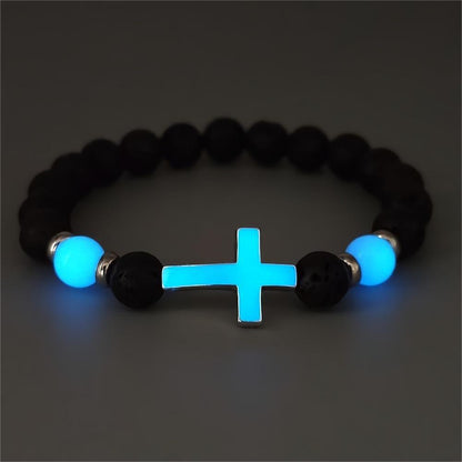 Mystical Glow Cross Lava Bracelet