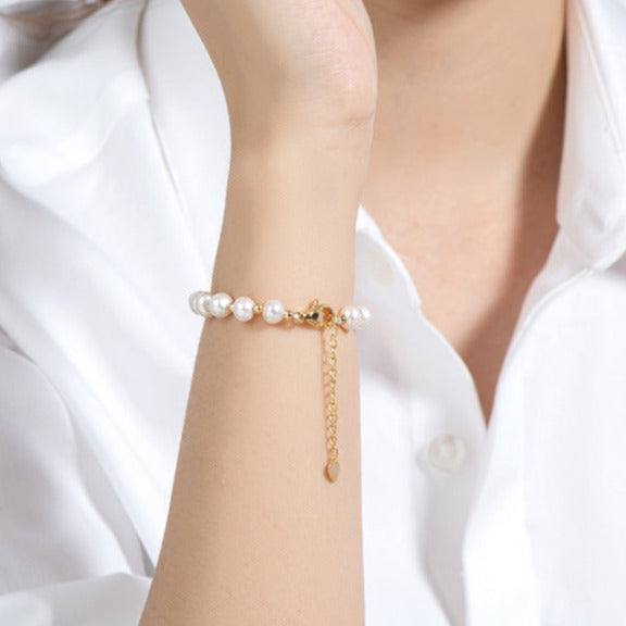 Gold Wrapped Pearl Bracelet