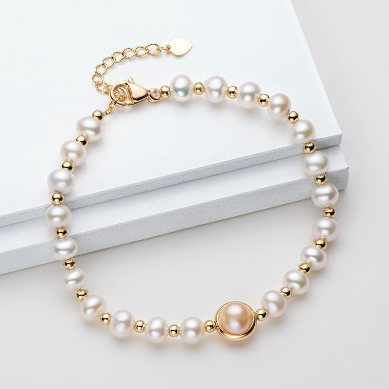 Gold Wrapped Pearl Bracelet