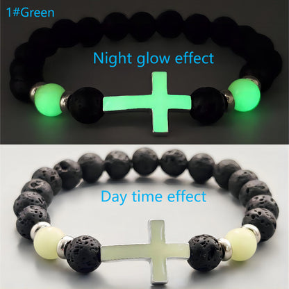 Mystical Glow Cross Lava Bracelet