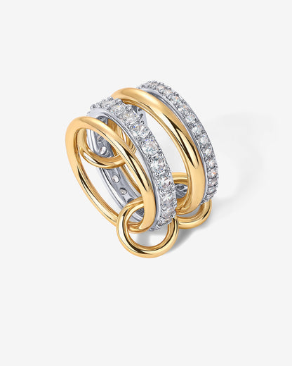 Interlocked Stacking Rings for Effortless Elegance
