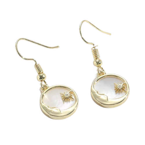 Mother of Pearl Sun and Moon Earrings