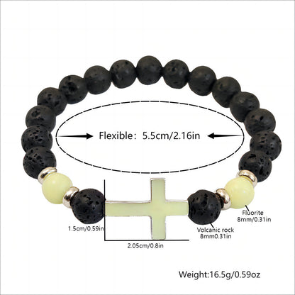 Mystical Glow Cross Lava Bracelet