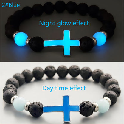 Mystical Glow Cross Lava Bracelet