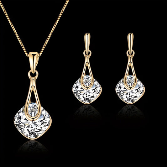 Comfort-Fit Sparkle Earrings and Necklace