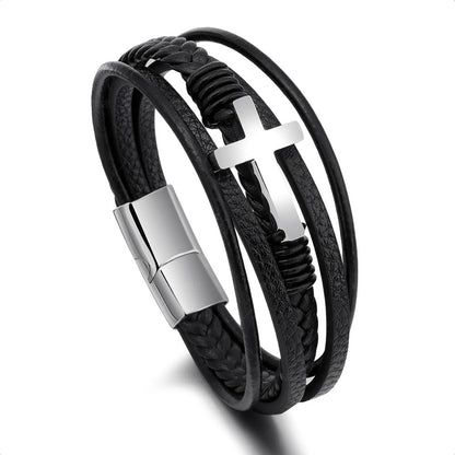 Faith-Inspired Steel Cross Bracelet