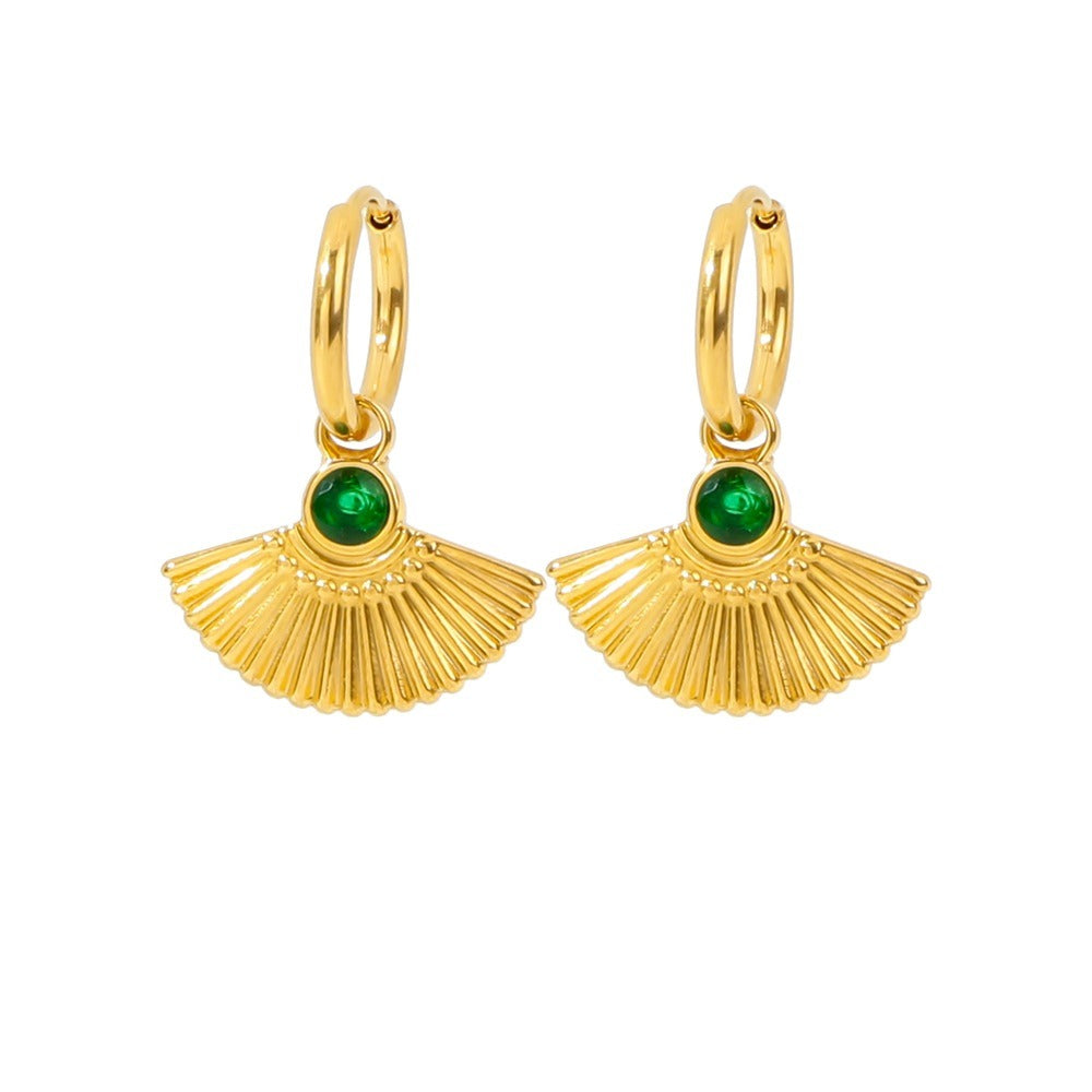 Emerald Fan Earrings