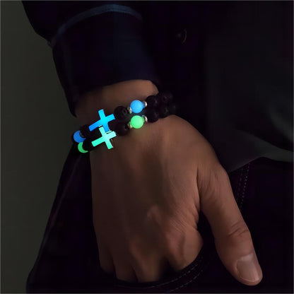 Mystical Glow Cross Lava Bracelet