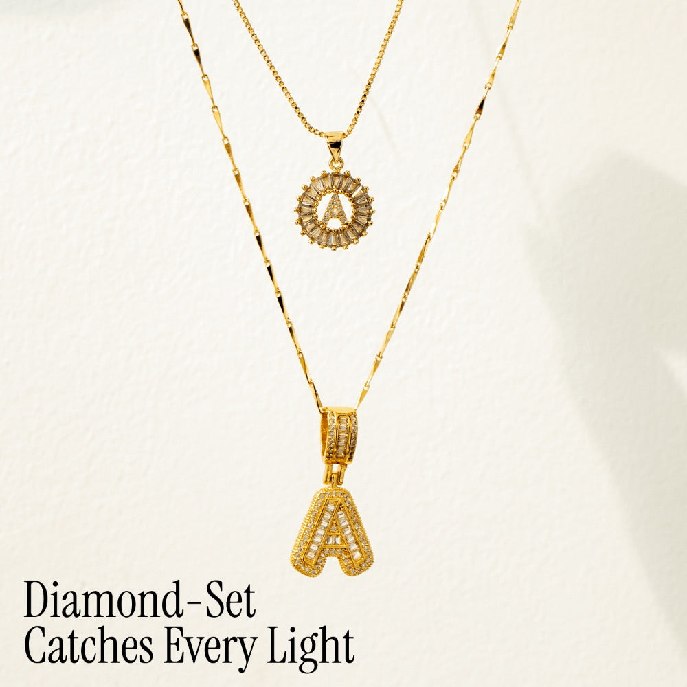 Pave-Diamond Initial Necklace