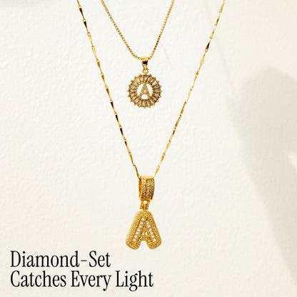 Pave-Diamond Initial Necklace