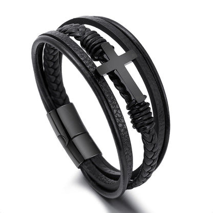 Faith-Inspired Steel Cross Bracelet