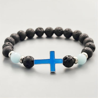 Mystical Glow Cross Lava Bracelet