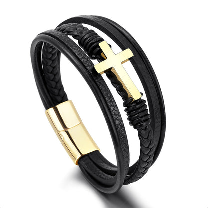Faith-Inspired Steel Cross Bracelet