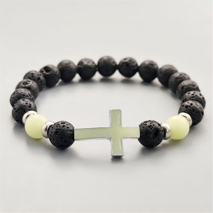 Mystical Glow Cross Lava Bracelet