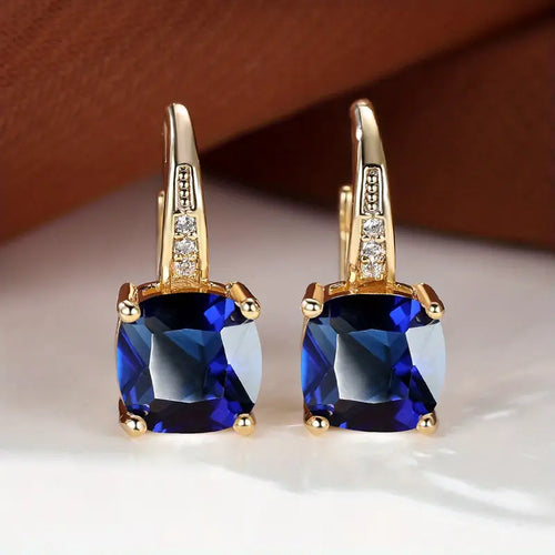 Sapphire-Glow Hoop Earrings