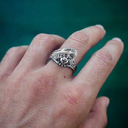 Courageous Viking Feline Guardian Ring