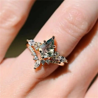 Tranquil Green Moss Agate Ring