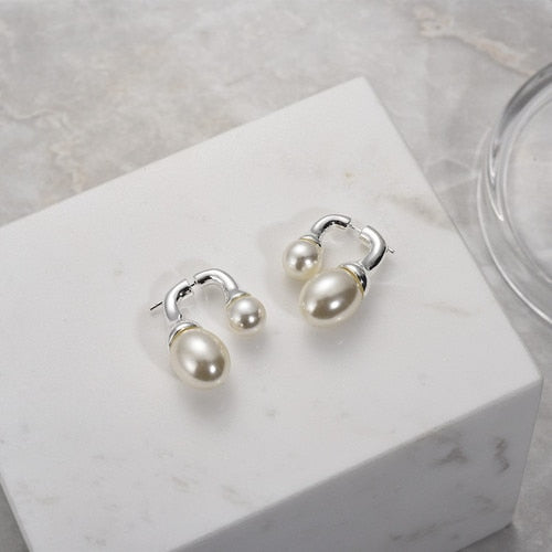 Double Sided Pearl Drop Earrings